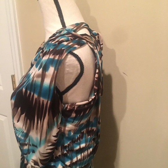 Tye Dye Brown and Blue Maxi Dress - Picture 4 of 7
